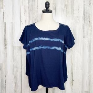 LEVI'S Oversized Tie Dye Top Blue Raw Hem Flowy Boxy Slouchy Boho Beach Size XL